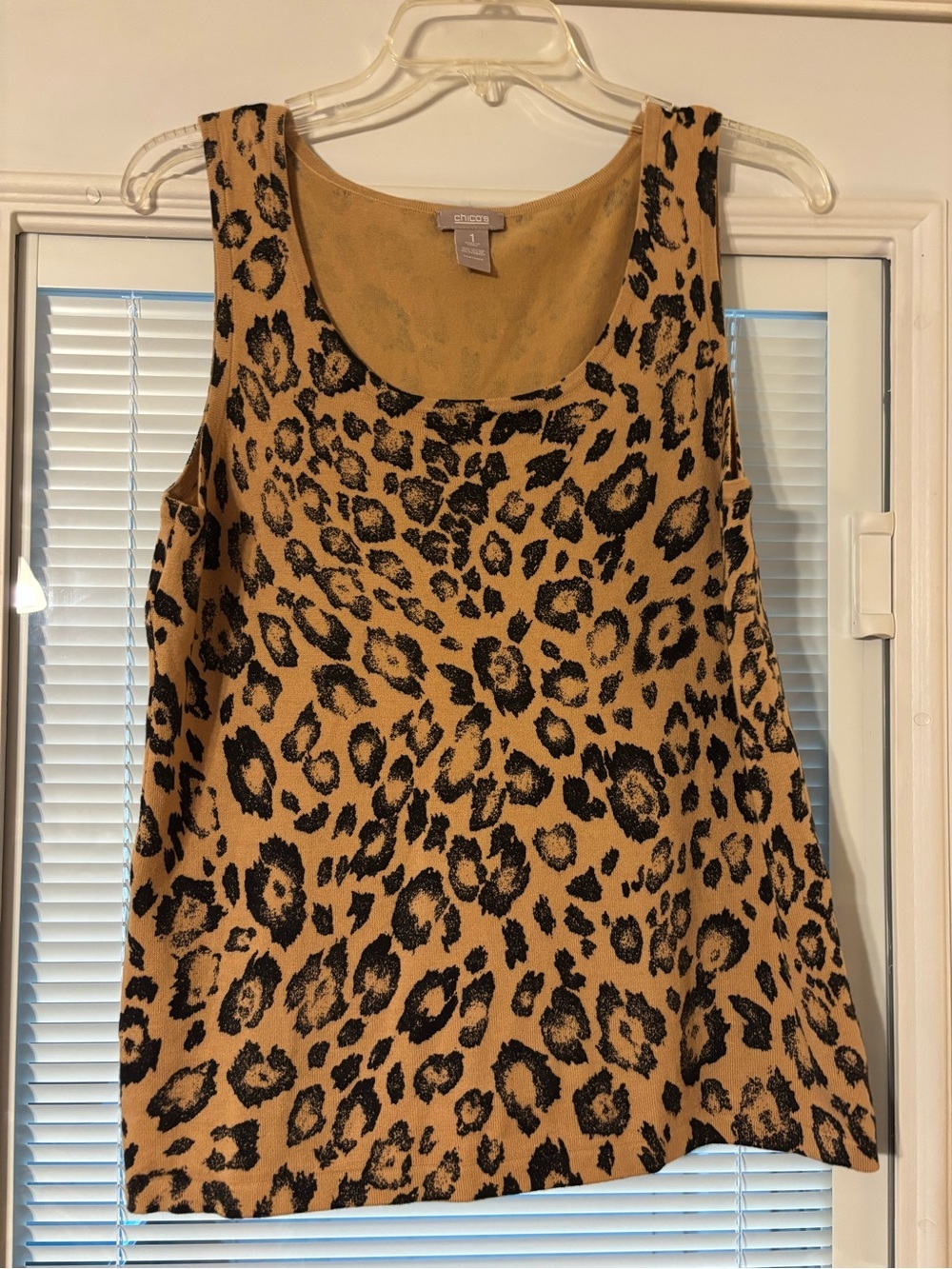 Chico's Black and Tan Leopard Print Tank Top